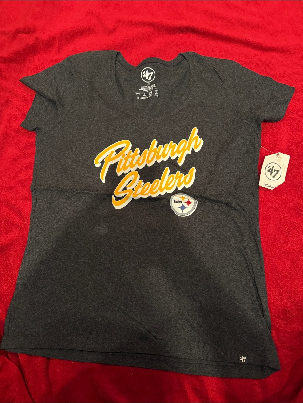 '47 Pittsburgh Steelers Charcoal Gray Script Tee